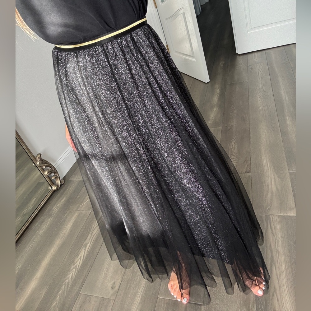 Chicwish Shimmering Black Skirt